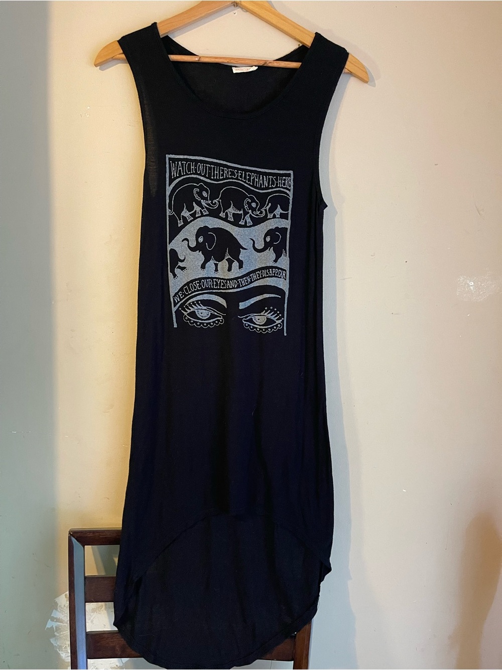 Antistar Elephant Graphic High Low Tunic Long Tank Dress Size S
